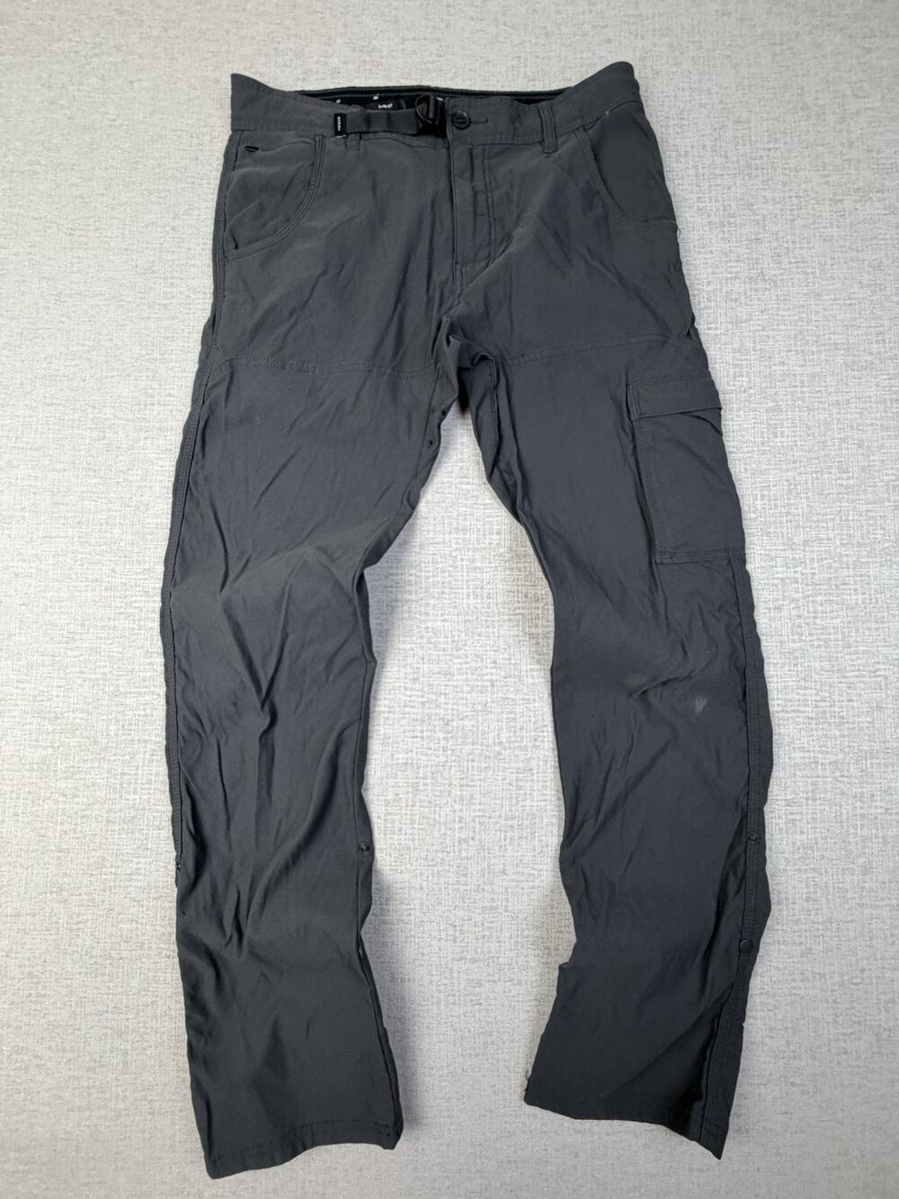 prAna Stretch Zion Slim Men’s 32x32 Gray Cargo Hiking Pants Roll Up